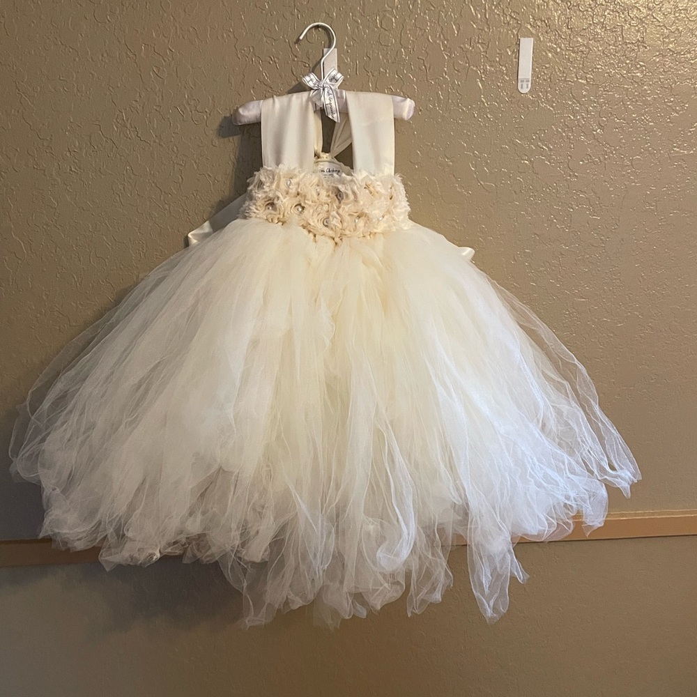 Ivory Tulle flower girl/ pageant dress